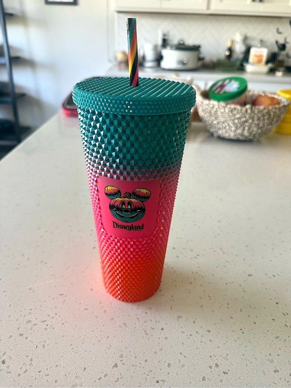 Disneyland Halloween 2023 Studded Starbucks Tumbler with Straw in Pink & Green